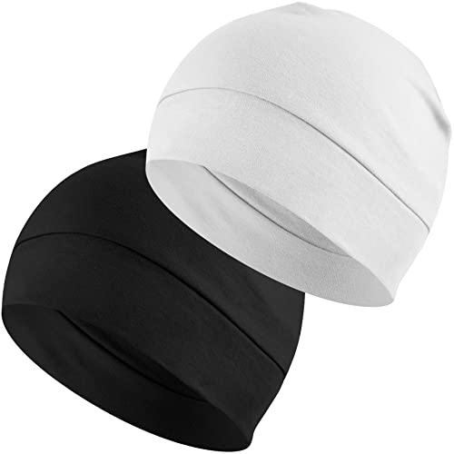 EINSKEY Fahrradmütze Unter Helm, Leichte Dünne Baumwollmütze für Herren und Damen, Perfekt als Schlafmütze, Laufmütze, Skull Cap oder Chemo Kopfbedeckung - 2er Pack von EINSKEY