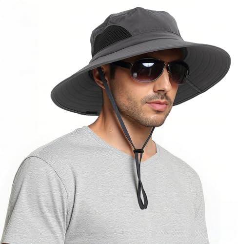 EINSKEY Sonnenhut Herren, UPF 50+ UV-Schutz Faltbar Sommerhut Wanderhut Safari Hut für Damen, Breite Krempe Atmungsaktiv Outdoor Sonnenschutz Hut Anglerhu von EINSKEY
