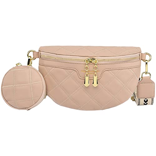 EINYNIUER Bauchtasche Damen Stylisch Crossbody Bag Damen Breiter Gurt Bauchtasche Damen Leder Bauchtasche Damen Stylisch Handytasche GüRteltasche Damen Bauchtasche Khaki von EINYNIUER