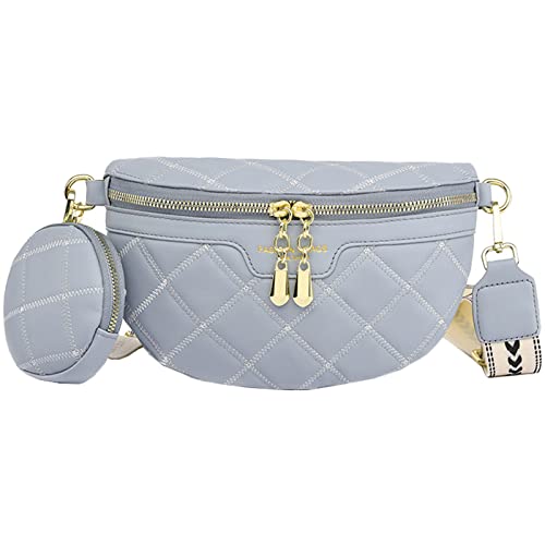 EINYNIUER Bauchtasche Damen Stylisch Crossbody Bag Damen Breiter Gurt Bauchtasche Damen Leder Bauchtasche Damen Stylisch Handytasche GüRteltasche Damen Bauchtasche blau von EINYNIUER