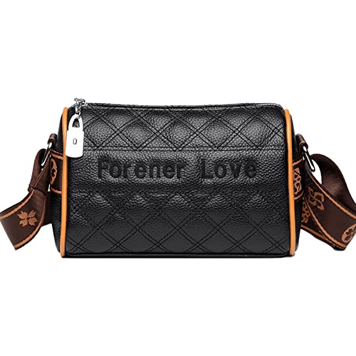 EINYNIUER umhängetasche Damen klein Crossbody Bag veganes Leder Bauchtasche stylisch brustbeutel Moderne Taschen mit breitem Schultergurt 5cm Schwarz von EINYNIUER