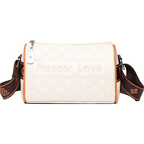 EINYNIUER umhängetasche Damen klein Crossbody Bag veganes Leder Bauchtasche stylisch brustbeutel Moderne Taschen mit breitem Schultergurt 5cm Weiß von EINYNIUER