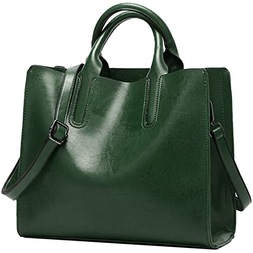 EINYNIUER Laptop Damen Handtasche 10 Zoll Shopper Handtasche Elegant Leder Taschen Große Leichte Elegant Stilvolle Frauen Handtasche für Business/Schule/Einkauf Grün von EINYNIUER