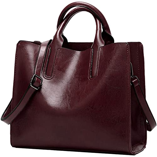 EINYNIUER Laptop Damen Handtasche 10 Zoll Shopper Handtasche Elegant Leder Taschen Große Leichte Elegant Stilvolle Frauen Handtasche für Business/Schule/Einkauf Kaffee von EINYNIUER