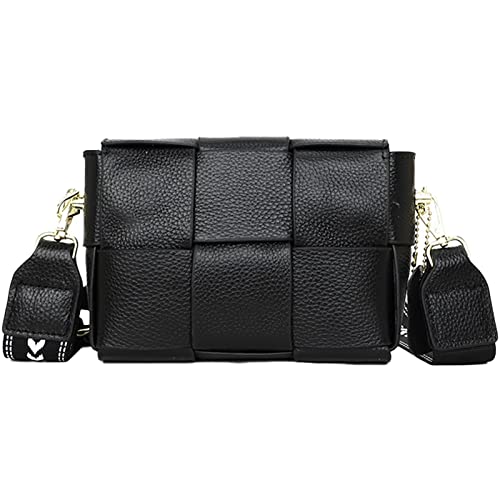 EINYNIUER Leder Crossbody Bag Damen Moderne Taschen mit breitem Schultergurt Umhängetasche Kleine Schwarz Mode-Multi-Pocket-Tasche mit austauschbaren Schultergurten… von EINYNIUER