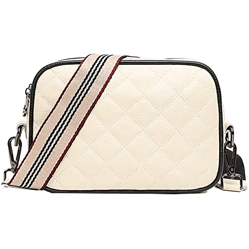 EINYNIUER crossbody bag damen breiter gurt leder brusttasche damen umhängetasche damen bauchtasche stylisch elegant handtasche Kleine mit Reißverschluss und Abnehmbar Schultergurt Weiß von EINYNIUER