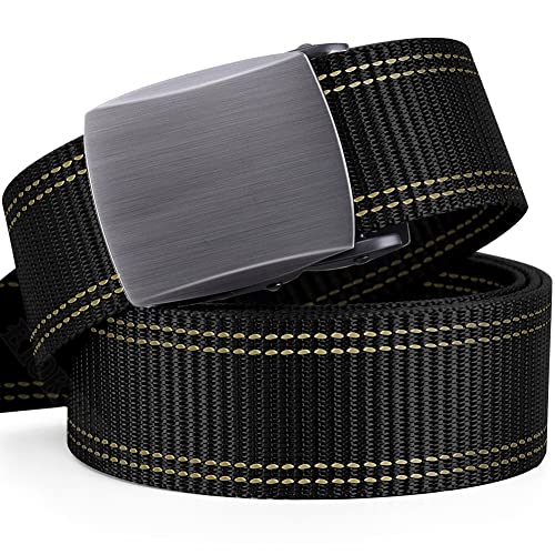 Canvas Gürtel für Herren, Taktischer Gürtels mit Stufenlos Verstellbarer Metallschnalle, Nylon Belt eignen sich für Outdoor-Sport, Arbeit, Golf und Freizeit. von EIOKBECY