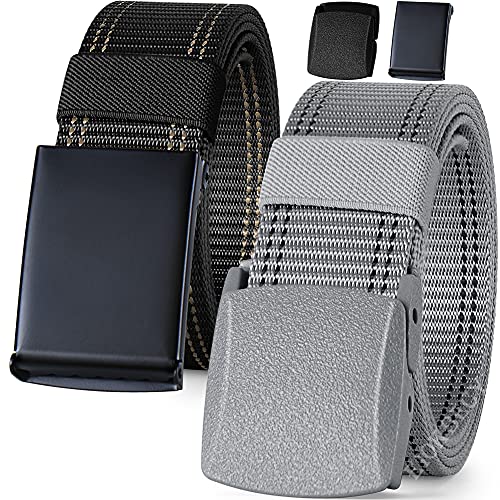 Canvas Gürtel für Herren, Taktischer Gürtels mit Stufenlos Verstellbarer Metallschnalle, Nylon Belt eignen sich für Outdoor-Sport, Arbeit, Golf und Freizeit. von EIOKBECY