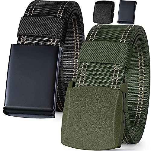 Canvas Gürtel für Herren, Taktischer Gürtels mit Stufenlos Verstellbarer Metallschnalle, Nylon Belt eignen sich für Outdoor-Sport, Arbeit, Golf und Freizeit. von EIOKBECY