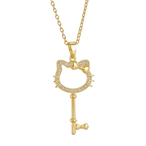 EIR Katzenschmuck für Mädchen,Süße Katze Halskette,Schmuck Mädchen,Katze Anhänger Halskette,Cartoon Anhänger Halskette,Bff Geschenke,Mädchen Schmuck,mit Funkelnden Strasssteinen,für Frauen Mädchen von EIROVYA