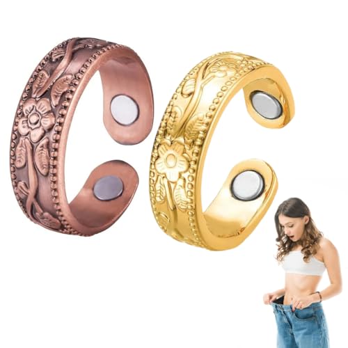 EIROVYA 2 Stücke Ringe Frauen Magnetringe damen,Verstellbare Magnetringe Für Männer Und Frauen,Magnet Ring,Lymphdrainage Magnetring Damen Herren,Magnetschmuck von EIROVYA