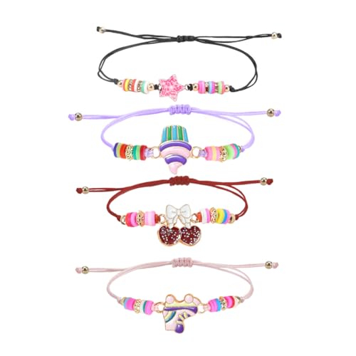 EIROVYA Armbänder, 4 Stück Cartoon-Tier Freundschaftsarmbänder, bunte Kinr Armband Handgelenkband, Verschiedenfarbig von EIROVYA