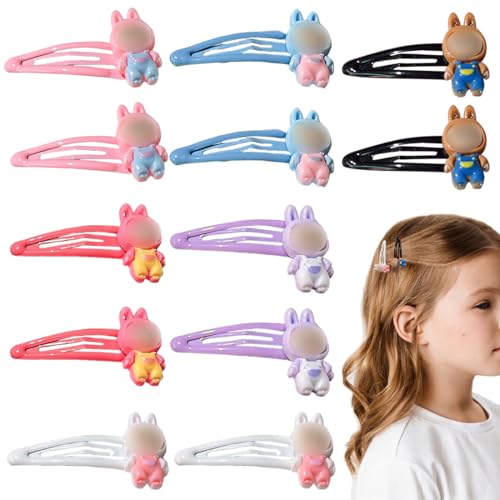 EIROVYA Haarspangen Mädchen,Haarklammer Klein,Niedlicher Hase,Haarspangen Kinder,12 Stück 5cm Süße Haarclips Metall Snap Haarklammern in Bonbonfarbe für Party von EIROVYA