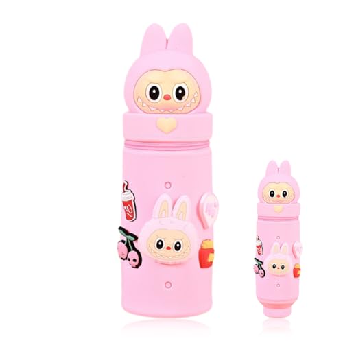 EIROVYA Kawaii labubuuo Federmäppchen,2 in 1 Mäppchen aus Weichem Silikon,Federmäppchen Mädchen,Hellrosa Labubuuo Federmäppchen,Teleskopisch Mäppchen,Ständer Schlampermäppchen,Cartoon Stifteköcher(C) EIROVYA Kawaii labubuuo Federmäppchen,2 in 1 Mäppchen aus Weichem Silikon,Federmäppchen Mädchen,Hellrosa Labubuuo Federmäppchen,Teleskopisch Mäppchen,Ständer Schlampermäppchen,Cartoon Stifteköcher(C) von EIROVYA