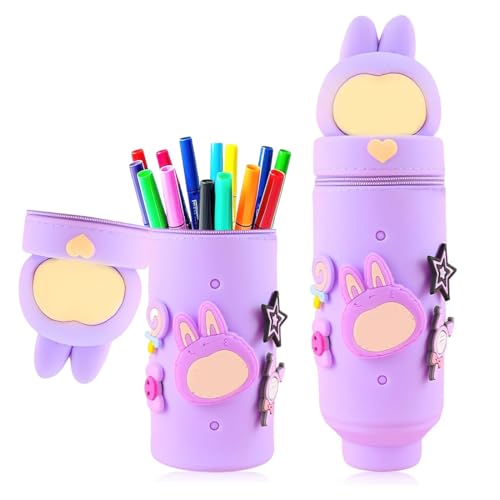 EIROVYA Kawaii labubuuo Federmäppchen,2 in 1 Mäppchen aus Weichem Silikon,Federmäppchen Mädchen,Lila Labubuuo Federmäppchen,Teleskopisch Mäppchen,Ständer Schlampermäppchen,Cartoon Stifteköcher(A) EIROVYA Kawaii labubuuo Federmäppchen,2 in 1 Mäppchen aus Weichem Silikon,Federmäppchen Mädchen,Lila Labubuuo Federmäppchen,Teleskopisch Mäppchen,Ständer Schlampermäppchen,Cartoon Stifteköcher(A) von EIROVYA