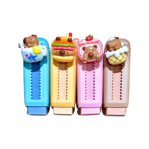 EIROVYA Radiergummi Stift,Radiergummi Kinder,Radiergummi in Stiftform,Kawaii Einziehbare Radiergummis 4 Stück Niedlichen Capybara 2B Radierer für Schulen und Büros,Capybara Sachen von EIROVYA