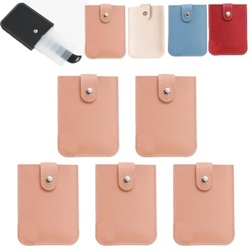 EIRZNGXQ Cardcarie – Kartenorganizer zum Herausziehen von Casexey – Druckknopfverschluss, Leder-Organizer-Tasche, personalisierter Kartenhalter, Kreditkartenetui, 5 Stück, Rosa von EIRZNGXQ