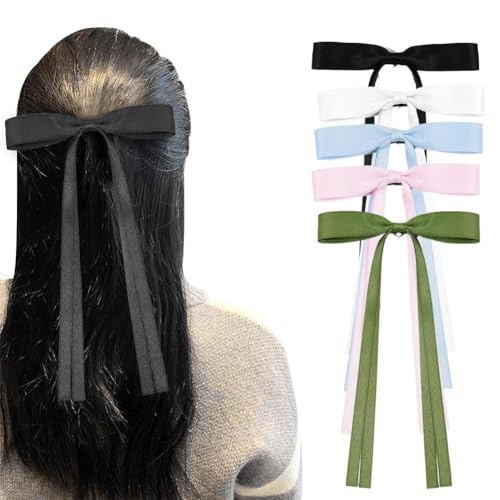 Haarschleifen für Frauen, Haarband, Haarschleife, Clips, Haarbänder, Quastenband, Bowknot Haarspangen für Pferdeschwanzhalter, Bowknot mit langem Schwanz Haarschmuck von EIRZNGXQ