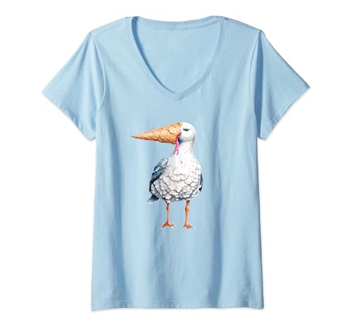 Damen EIS MÖWE X Ice Cream Seagull Meme. Eishörnchen Eisliebhaber T-Shirt mit V-Ausschnitt Damen EIS MÖWE X Ice Cream Seagull Meme. Eishörnchen Eisliebhaber T-Shirt mit V-Ausschnitt von EIS MÖWE X Ice Cream Seagull Meme. Eishörnchen Eis