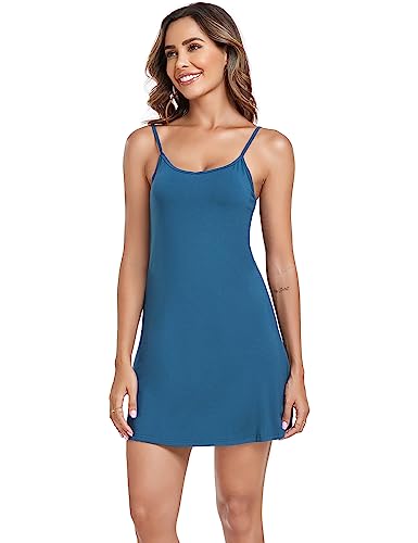 EISHOPEER Damen Full Slips Kleid Verstellbare Spaghettiträger Cami Unter Kleid, Pfauenblau, M von EISHOPEER