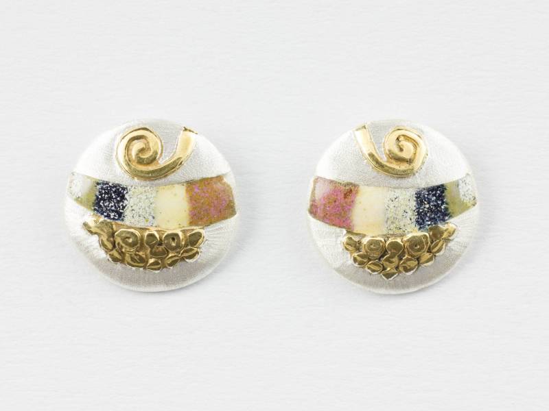 Emaille Goldschmiedearbeiten Statement Ohrringe Echtschmuck Ohrstecker Silber Moderner Ausgefallener Außergewöhnlicher Schmuck Silberschmuck von EISROSE