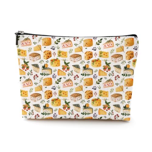 EIXU Kosmetiktasche für Sport, Lebensmittel, Obst, Vegetarisch, Geschenk, Make-up-Tasche für Damen und Mädchen, CheesePrint, 10*7*2 inches von EIXU