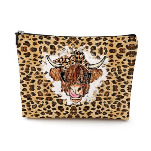 EIXU Kosmetiktasche mit westlichem Kuh-Design, Zubehör für Damen, Weihnachten, Abschlussfeier, Make-up-Tasche, Freundschaftsgeschenk, WesternCow11, 10*7*2 inches von EIXU