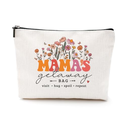 EIXU Lustige Make-up-Tasche mit Retro-Blumenmuster, für Mütter, Oma, Tante, Schwiegermutter, Patentante, Mama, Mama, für Frauen, Geburtstag, Muttertag, MamaBag, 10*7*2 inches von EIXU