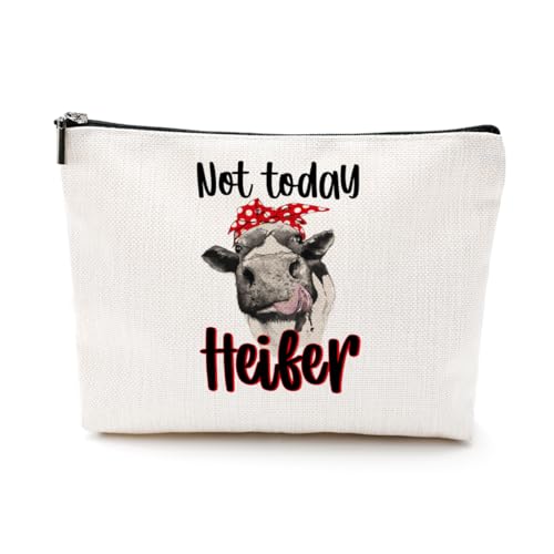 EIXU Western-Make-up-Tasche, Kosmetiktasche, humorvolle Kuh-Geschenke, Kuh-Druck, Western-Accessoires für Frauen, Abschluss, Muttertag, Geburtstag, Heifer2, 10*7*2 inches von EIXU