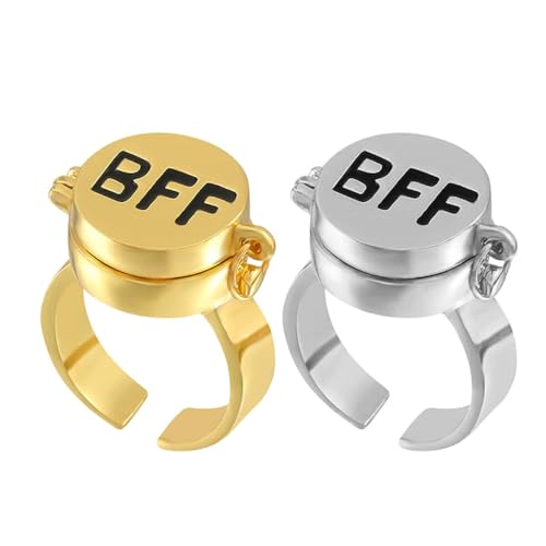 EIYVPRA 2 Stück Beste Freunde für Immer Ringe, freundschaftsringe, Einstellbar Offene Kappe Ring, Süßes BFF Ring, Freundschaftsring, Schmuckgeschenke für Frauen Mädchen von EIYVPRA