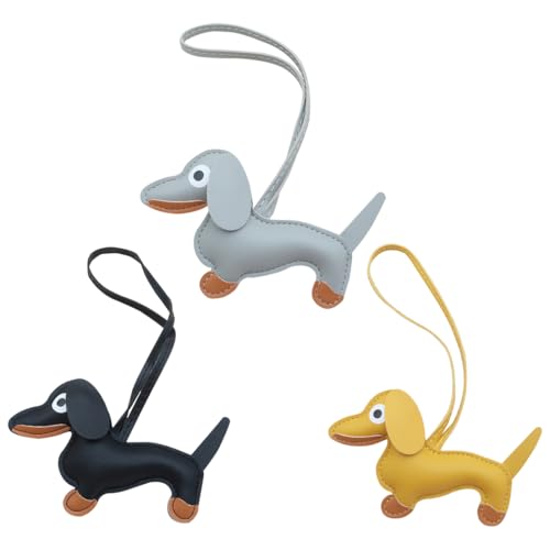 EIYVPRA 3 Schlüsselanhänger Dackel, dackel geschenke, Süße Welpe Hundetasche Anhänger Leder Glücksbringer Dackel Keychain Geschenke für Lieblingsmensch Frauen Männer Kinder Geburtstag Schlüsselring von EIYVPRA