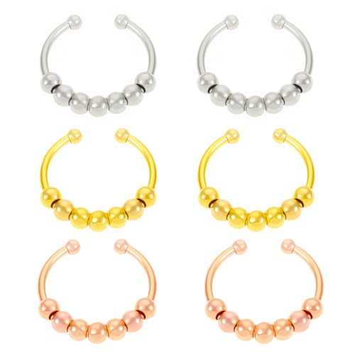 EIYVPRA 6 Stück Anti-Stress Ring Fidget Ring mit Perlen - Offene Spinner Damen - Schwarz, Silber, Gold, Roségold - Stressringe zur Linderung von Ängsten für Mädchen und Frauen EIYVPRA 6 Stück Anti-Stress Ring Fidget Ring mit Perlen - Offene Spinner Damen - Schwarz, Silber, Gold, Roségold - Stressringe zur Linderung von Ängsten für Mädchen und Frauen von EIYVPRA