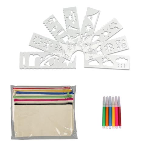 EIYVPRA 6 Stück DIY Blanko Stoffbeutel, Stoffbeutel zum Bemalen,Stoffbeutel Federmäppchen,stoffbeutel zum bemalen,Kosmetiktasche Klein mit Reißverschluss,Federmäppchen Kinder,Aufbewahrung Schreibwaren von EIYVPRA