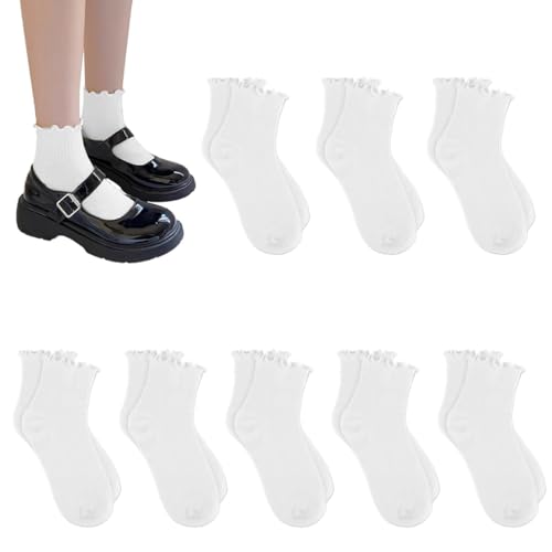 EIYVPRA 8 Paar rüschen socken RüSchen Socken Socken Mit RüSchen Damen SöCkchen Mit RüSchen Socken Mit RüSchen Socken Socks SüßE Socken Socken RüSchen Damen RüSchensocken RüSchen Socken Damen Spitzen von EIYVPRA