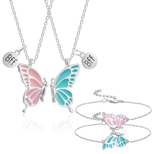 EIYVPRA Schmetterling Freundschaftsarmband und Freundschaftskette Set Schmetterling Friendship Necklace Armband Damen Mädchen Freundschaft BFF Schmuck Set Beste Freundin Geburtstag Geschenke, Silber EIYVPRA Schmetterling Freundschaftsarmband und Freundschaftskette Set Schmetterling Friendship Necklace Armband Damen Mädchen Freundschaft BFF Schmuck Set Beste Freundin Geburtstag Geschenke, Silber von EIYVPRA