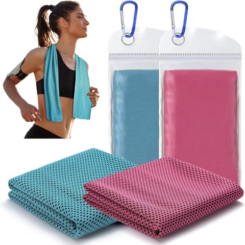 Kühlhandtuch Kühltuch 2 Stück(100 x 30 cm), als Cooling Towel und mikrofaser Kühltuch, Golf Handtuch Yoga Handtuch KüHlendes Sporthandtuch Kühltücher Hals Kühlendes Bandana von EIYVPRA