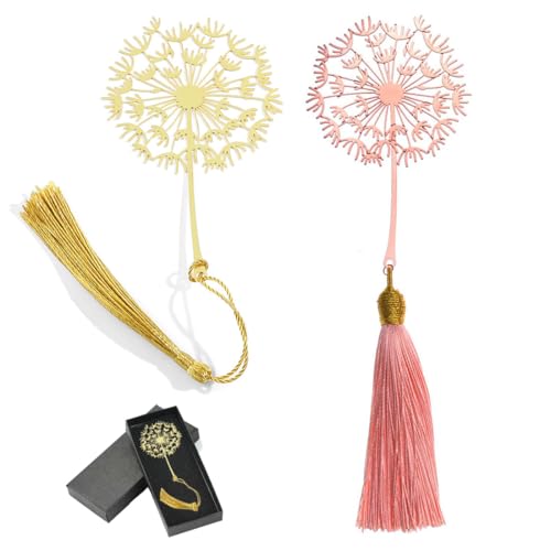 Metall Löwenzahn Lesezeichen, Metall Lesezeichen Anhänger Lesezeichen, 2 teiliges Lesezeichen in Löwenzahn, Lesezeichen Set ist ein Praktisches und Kreatives Geschenk für Freunde,Mit Geschenkbox von EIYVUAL