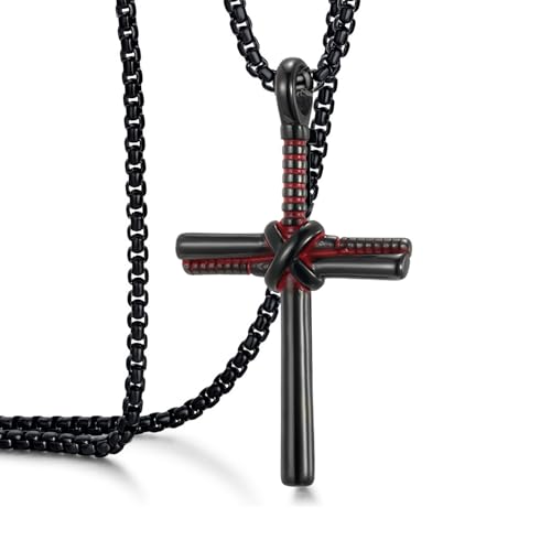 EJARY Herren-Halskette mit Kreuz-Anhänger aus Edelstahl, Baseball-Kreuz-Anhänger mit 61 cm langer Kette, Schmuck für Baseball-Sportliebhaber, Edelstahl, Kein Edelstein EJARY Herren-Halskette mit Kreuz-Anhänger aus Edelstahl, Baseball-Kreuz-Anhänger mit 61 cm langer Kette, Schmuck für Baseball-Sportliebhaber, Edelstahl, Kein Edelstein von EJARY