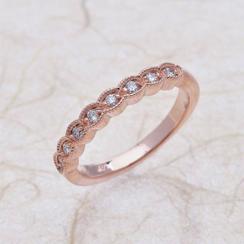 14 K Rose Gold Diamant Halbe Ewigkeit Überbacken Ehering von EJCOLLECTIONS
