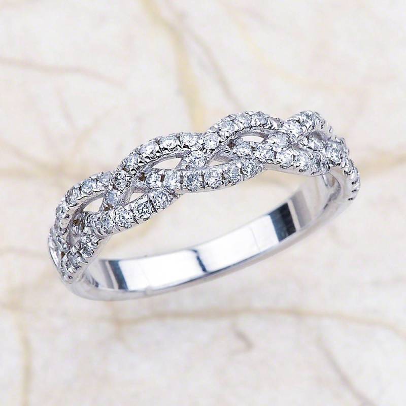 14 K Weißgold Diamant Liebe Knoten-Twist-Infinity Halbe Ewigkeit Engagement Band G Si2 Klarheit Diamanten von EJCOLLECTIONS