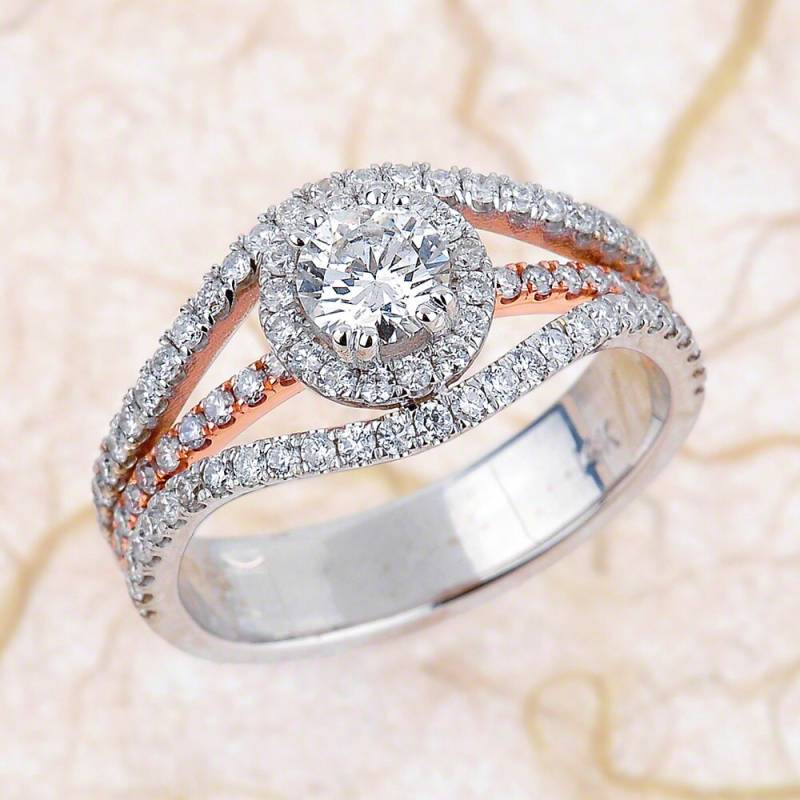 2. 00Ctw Runde Diamanten Avantgarde Halo Verlobungsring in 14 K White Gold | 0, 50 Ct Zentrum Stein von EJCOLLECTIONS