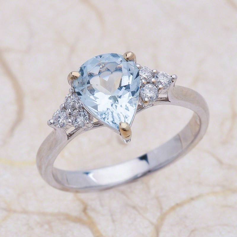 Aquamarin Verlobungsring Weißgold, Birne Form Ring Teardrop Verlobungsring, Weißgold von EJCOLLECTIONS