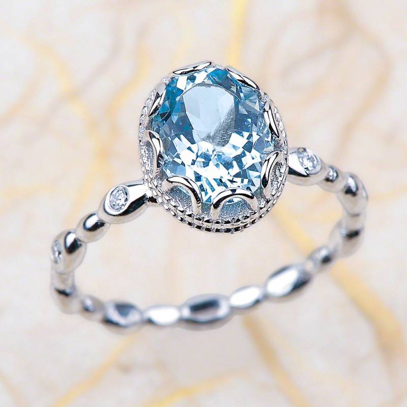 Aquamarin Verlobungsring Weißgold, Kieselstein Kieselstein von EJCOLLECTIONS