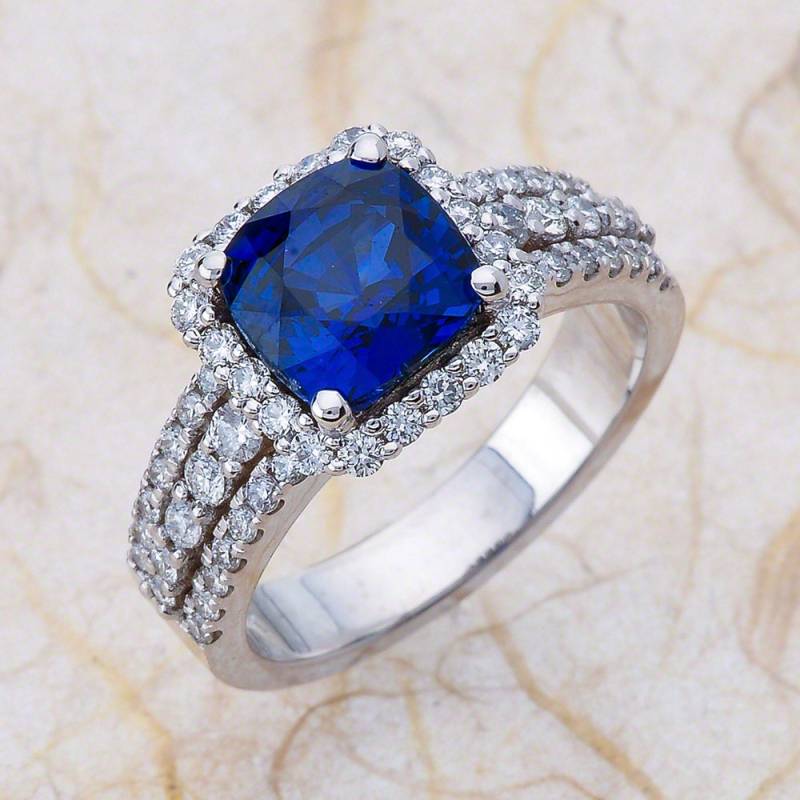 Blaue Saphir-Verlobungsring - 14Kt Weißgold Diamant Verlobungsring 1, 00 Ctw G-Si2 Qualitätsdiamanten Mit Einem 8 X 8-Lab Grown Saphir Zentrum von EJCOLLECTIONS