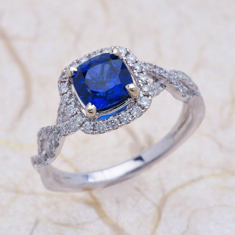 Blauer Saphir Verlobungsring Weißgold, Lab Gewachsen Saphir-Ring von EJCOLLECTIONS
