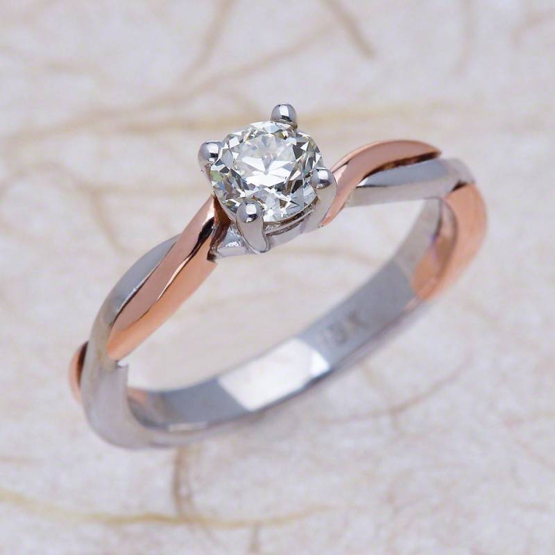 Diamant-Verlobungsring/Solitär Verlobungsring Zwei Ton 0, 50 Karat Center Stein von EJCOLLECTIONS