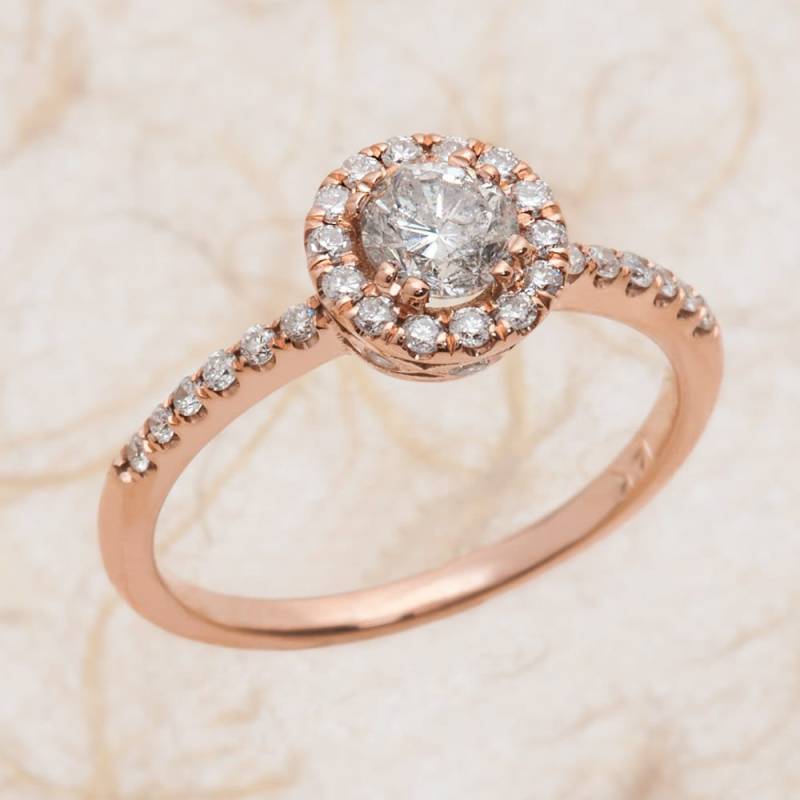Diamant-Verlobungsring Rose Gold/Diamant Halo Verlobungsring Diamant-Ring von EJCOLLECTIONS