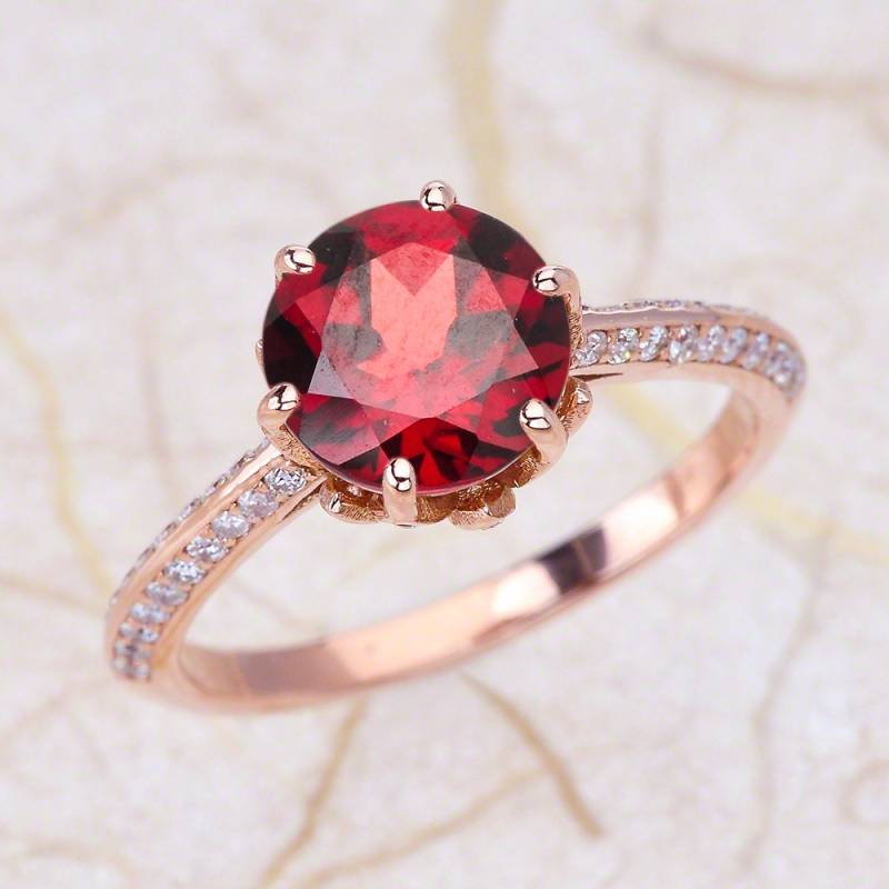 Granat Verlobungsring Rosegold/Januar Geburtsstein Lotus Inspiriert von EJCOLLECTIONS