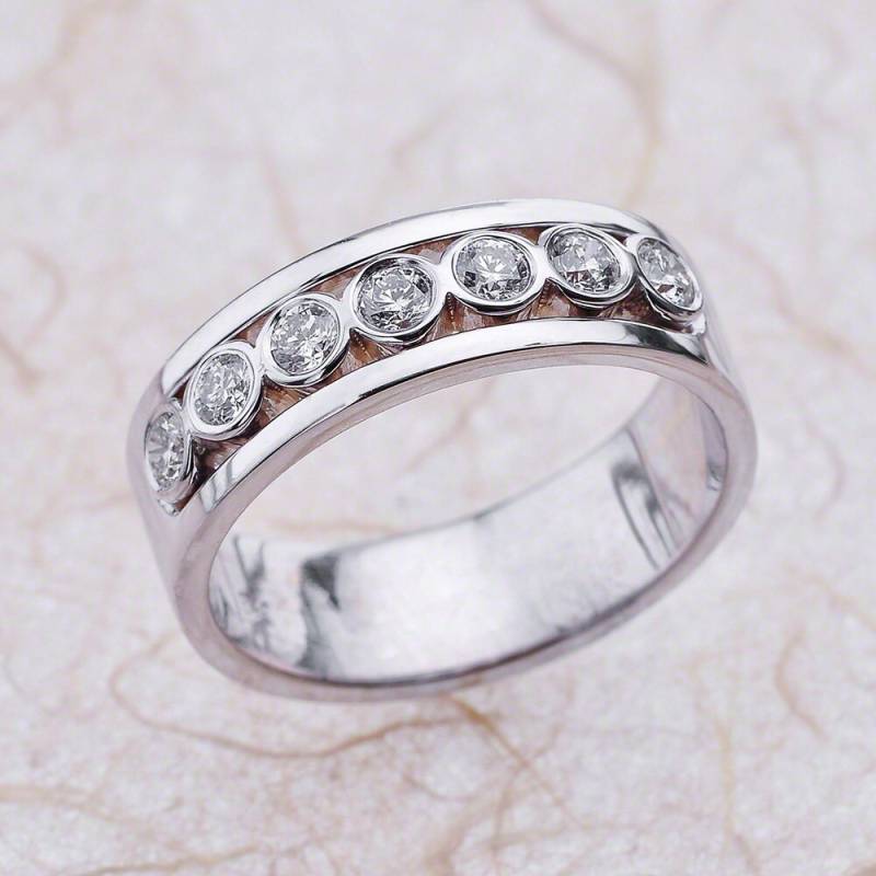 Herren Weißgold Ehering 0. 75Ctw G Farbe Si2 Klarheit Natürliche Runde Brillant Geschnitten Diamanten von EJCOLLECTIONS