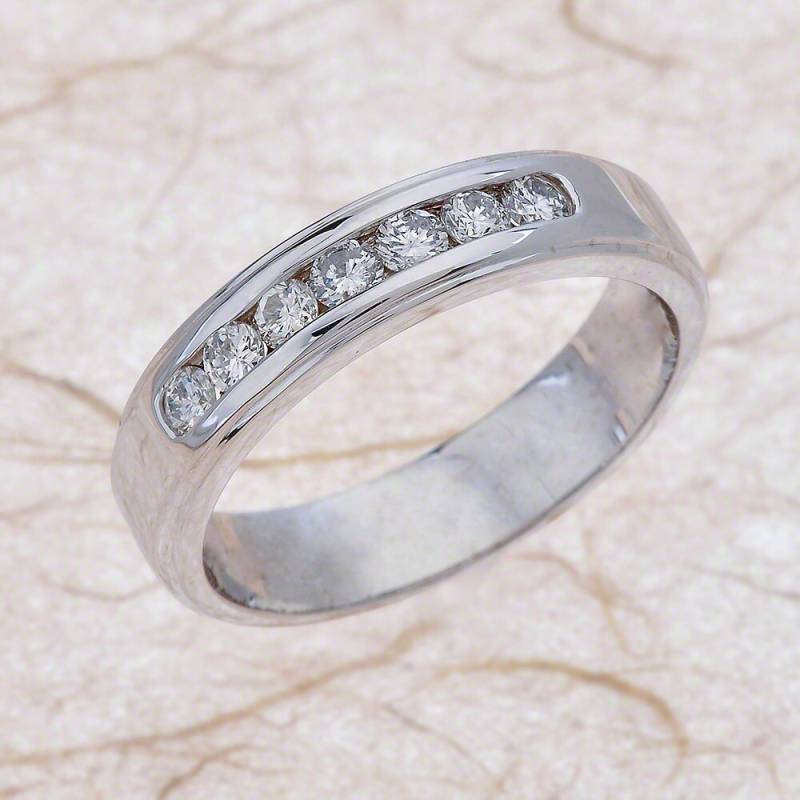 Herren Weißgold Ehering 0.55Ctw G Farbe Si2 Klarheit Natürliche Runde Brillant Geschnitten Diamanten von EJCOLLECTIONS